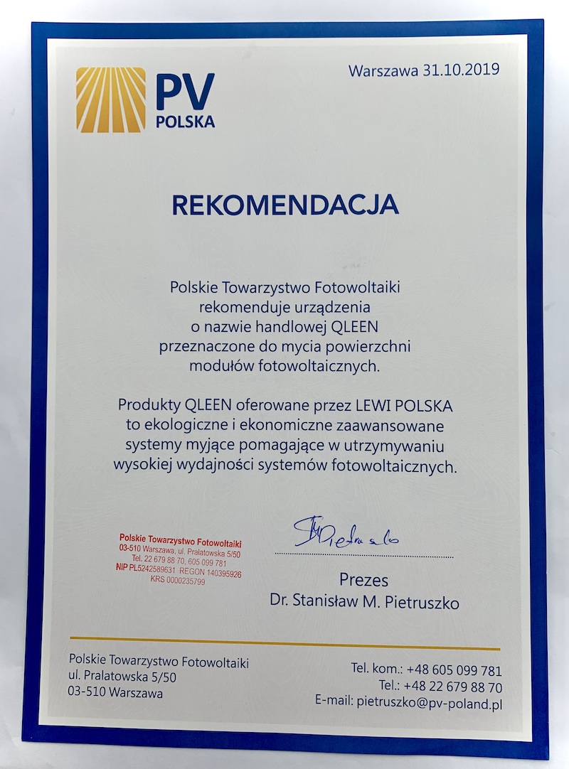Rekomendacja od Polskiego Towarzystwa Fotowoltaiki.
